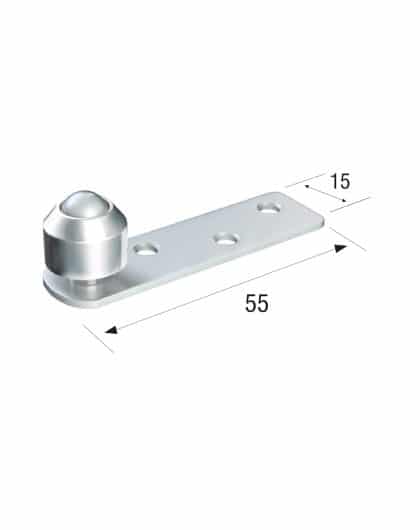 Series 20 14mm Diameter Brass Bottom Guide Roller, Offset On Flat Steel Plate