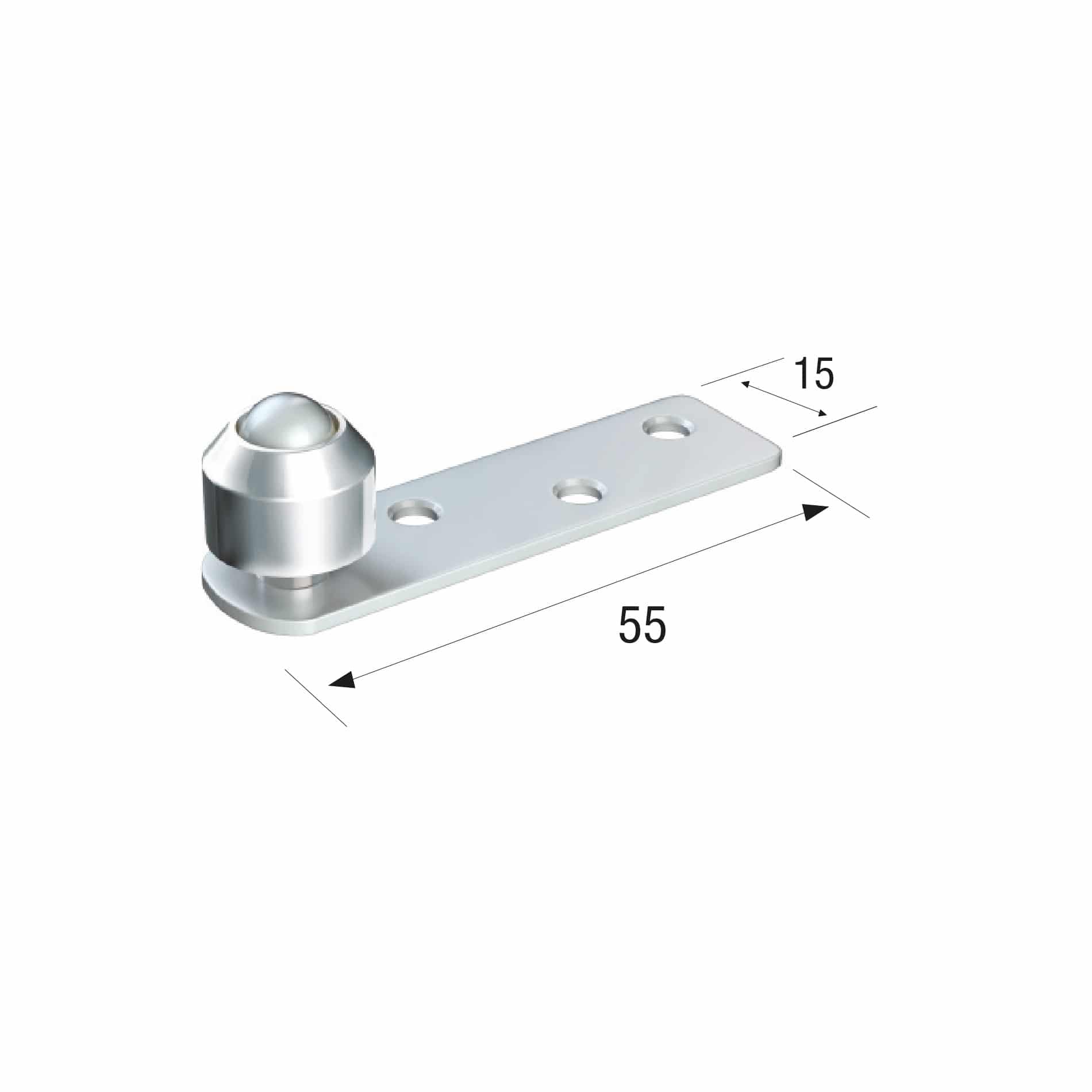 Series 20 14mm Diameter Brass Bottom Guide Roller, Offset On Flat Steel Plate