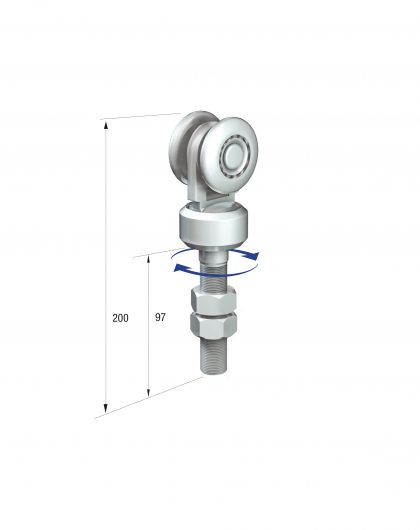 Series 250 Single Axle Rotating Steel Wheel Hanger, M20 x 97mm Pin, 220Kg Capacity