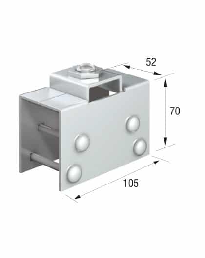 Series 50 Rotating Steel Suspension Plate With Door Clamp, M12 Thread