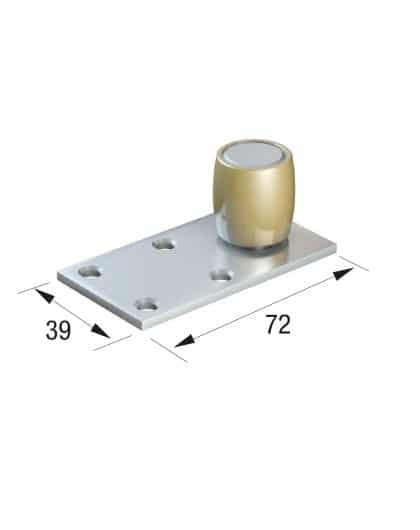 Series 50 20mm Diameter Brass Bottom Guide Roller, Offset On Flat Steel Plate