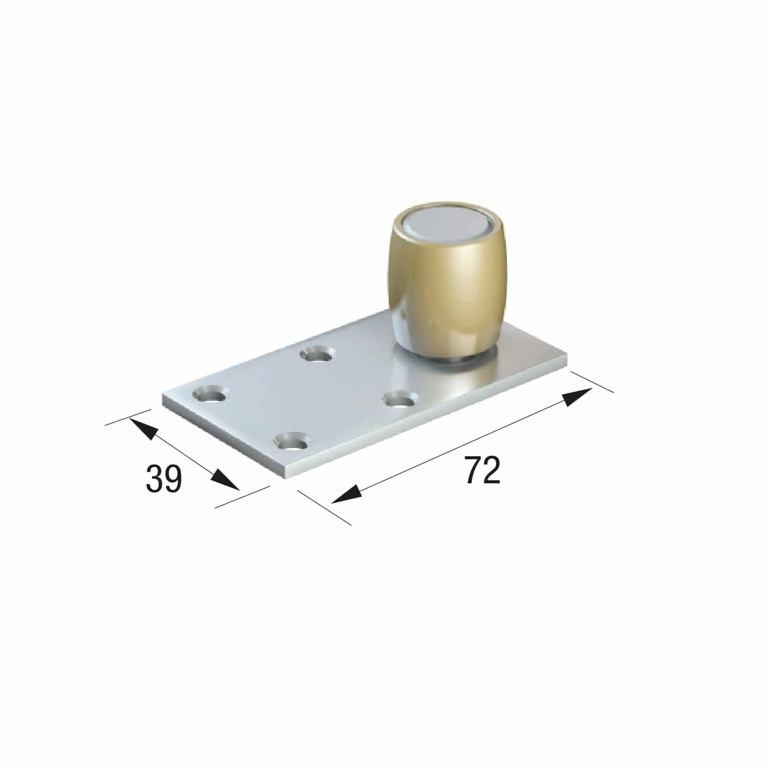 Series 50 20mm Diameter Brass Bottom Guide Roller, Offset On Flat Steel Plate