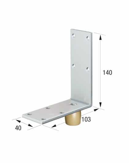 Series 50 20mm Diameter Brass Bottom Guide Roller, On Angled Steel Plate