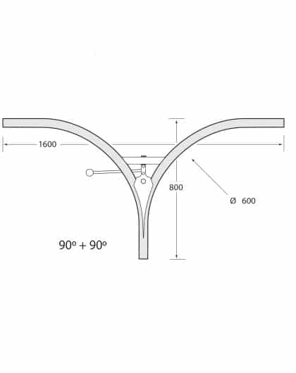 Multirail Track Switch, Two Direction Spit 90° + 90°