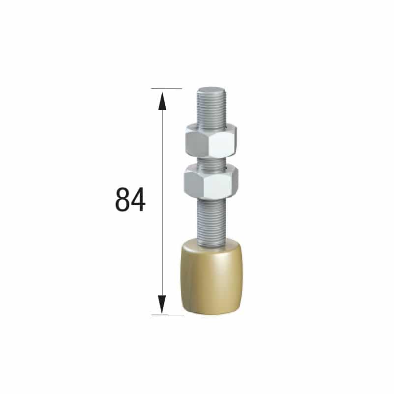 Series 250 25mm Diameter Brass Bottom Guide Roller, On M12 Shaft