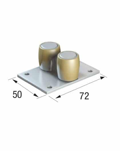 Series 250 25mm Diameter Double Brass Bottom Guide Roller, On Flat Steel Plate
