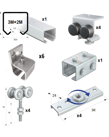 Series 20 5 Metre Double Door Kit - Max Door Weight: 90kg