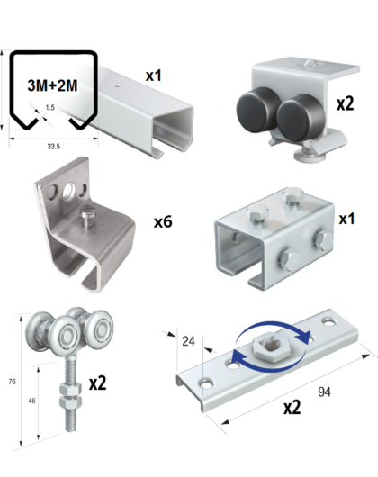 Series 20 5 Metre Single Door Kit - Max Door Weight: 90kg