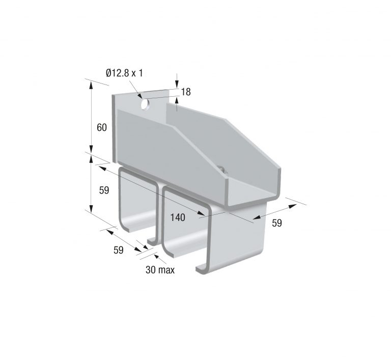 Series 50 Twin Track Wall Fixing Steel Bracket For Upper Track