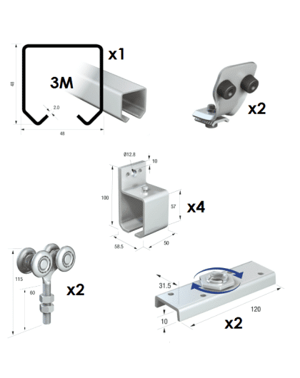 50 Series 3 Metre Single Door Kit - Max Door Weight: 440kg