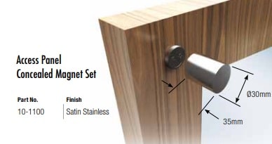 Access Panel Concealed Magnet Set, Satin Stainless Steel
