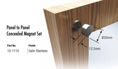 Panel to Panel Concealed Magnet Set, Satin Stainless Steel