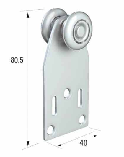 Series 20 Single Axle Steel Wheel Hanger, 40 x 80.5mm Fixing Plate, 35Kg Capacity