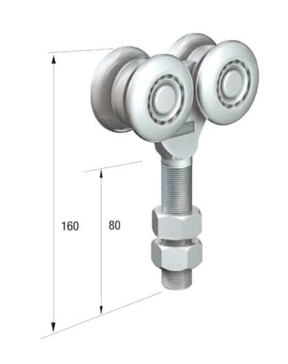 Series 250 Double Axle Steel Wheel Hanger, M20 x 80mm Pin, 500Kg Capacity