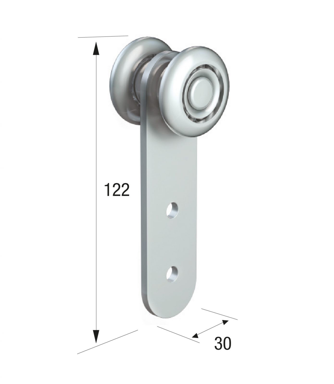 Series 50 Single Axle Steel Wheel Hanger, 30 x 122mm Fixing Plate, 160Kg Capacity