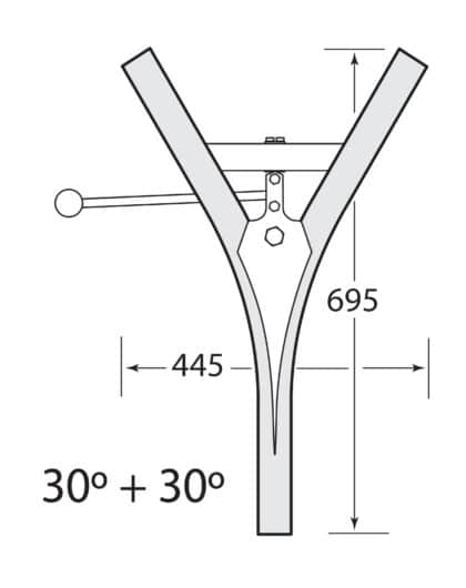 Multirail Track Switch, Two Direction Spit 30° + 30°