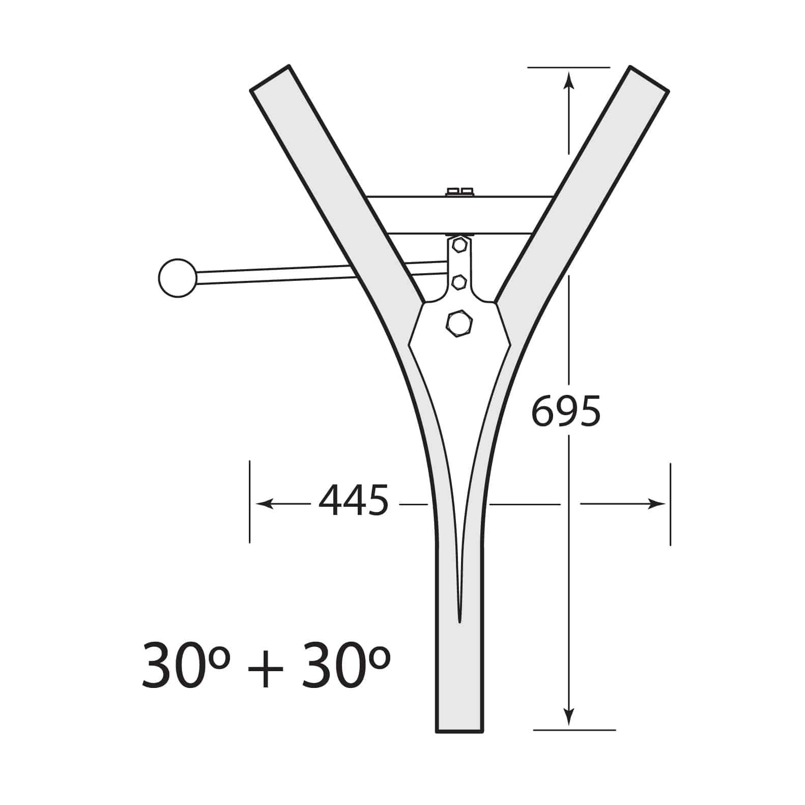 Multirail Track Switch, Two Direction Spit 30° + 30°