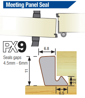PX9 Meeting Panel Seal Aquamac 109 White 10m Roll