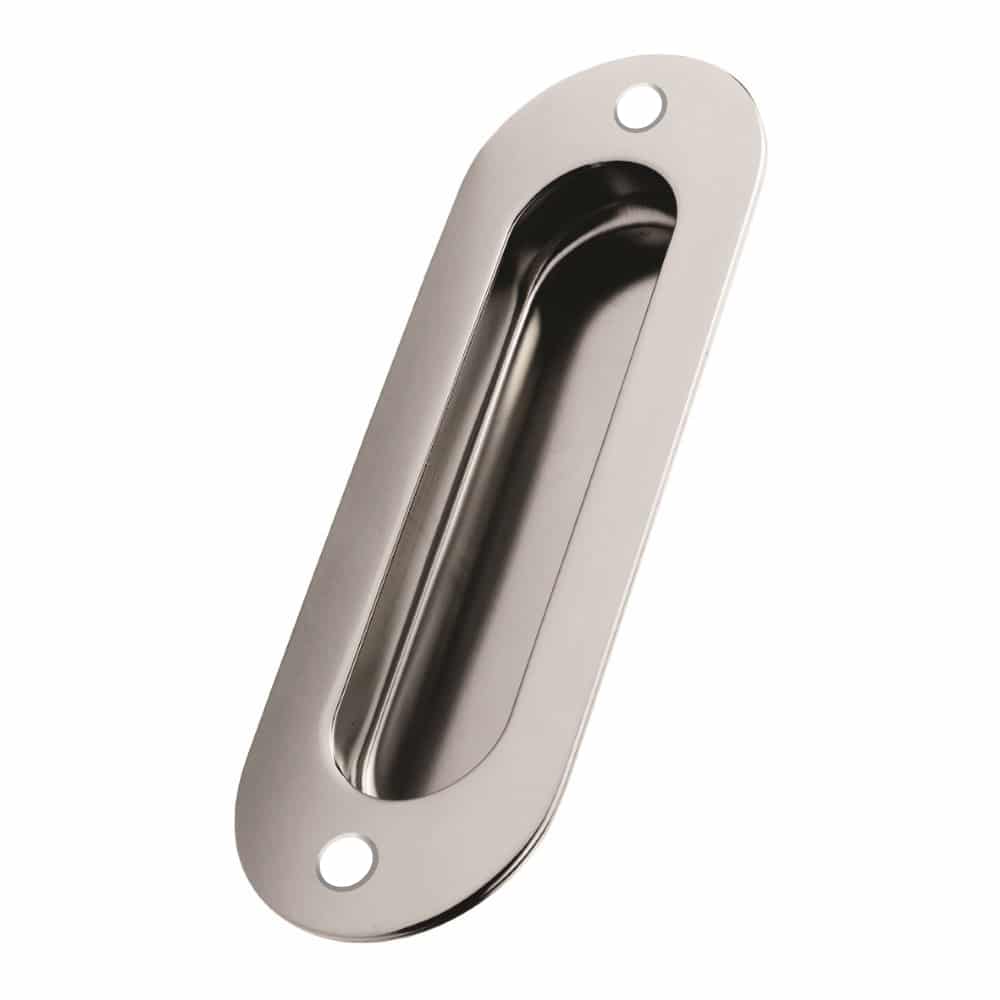 Flush Pull Radius End Polished Stainless Steel 120 x 40mm