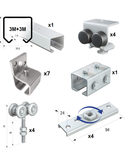 Series 20 6 Metre Double Door Kit - Max Door Weight: 90kg