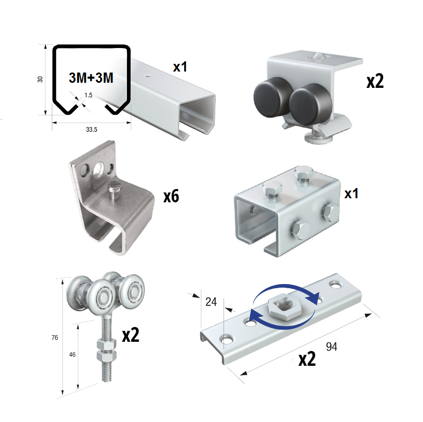 a group of metal parts