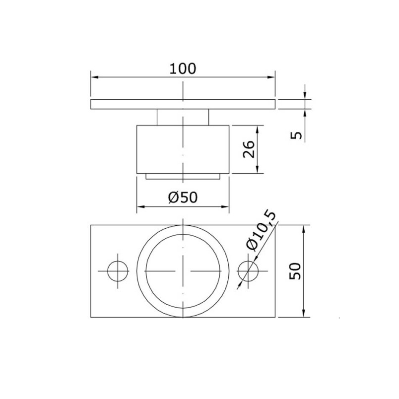 Series 2000 50mm Diameter Nylon Bottom Guide Roller, On Flat Steel Plate spec