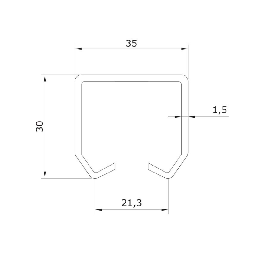 Series 75 st/st 316 grade top track, 3 metre