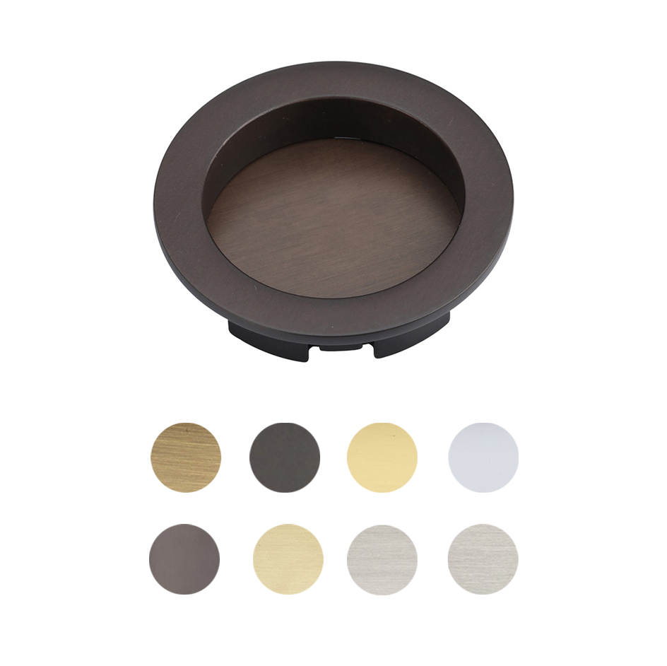 Round Flush Pull Handle Pair Pocket Door Edge Pull