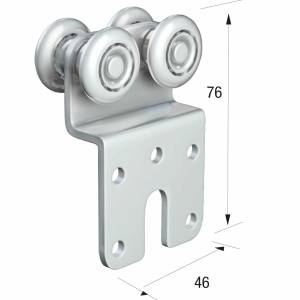 Series 20 Double Axle Steel Wheel Hanger With 46 x 76mm Cranked Mounting Plate, 45Kg Capacity