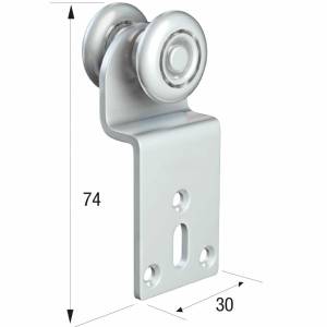Series 20 Single Axle Steel Wheel Hanger With 30 x 74mm Cranked Mounting Plate, 35Kg Capacity
