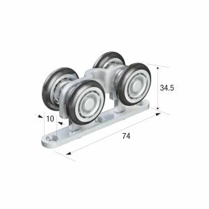 Series 20 Double Axle Nylon Wheel Hanger With Top Mounting Plate, 35Kg Capacity
