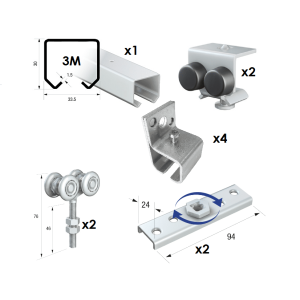 Series 20 3 Metre Single Door Kit - Max Door Weight: 90kg