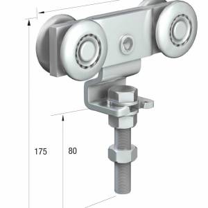Series 250 Double Axle Steel Wheel Hanger With Cranked Mounting Plate, 280Kg Capacity