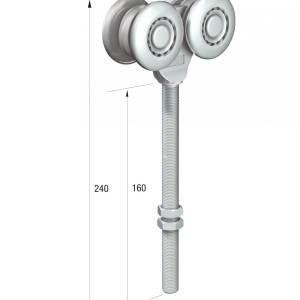 Series 250 Double Axle Steel Wheel Hanger, Long M16 x 160mm Pin, 500Kg Capacity