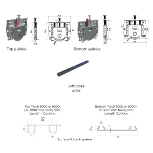 2Slide Door System for Cabinet and Wardrobe Doors