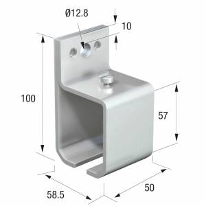 Series 50 Face Fixing Track Support Bracket For Galvanized Steel Top Track
