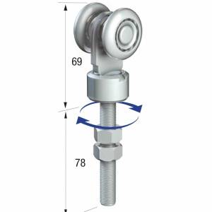 Series 50 Single Axle Rotating Steel Wheel Hanger, M12 x 78mm Pin, 160Kg Capacity