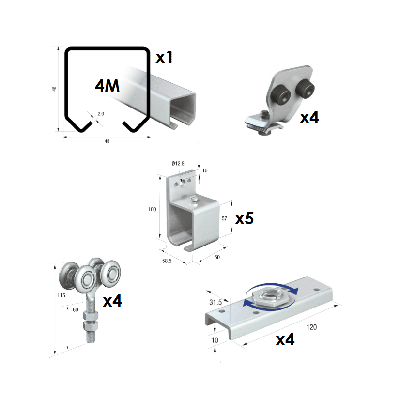50 Series 4 Metre Double Door Kit – Max Door Weight: 440kg