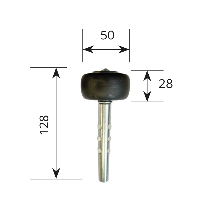 Series 50mm Diameter Rubber Wheel Bottom Guide Roller, On Rag Bolt Shaft