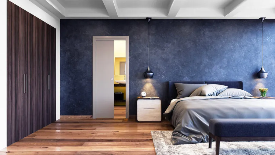 Single sliding door in bedroom