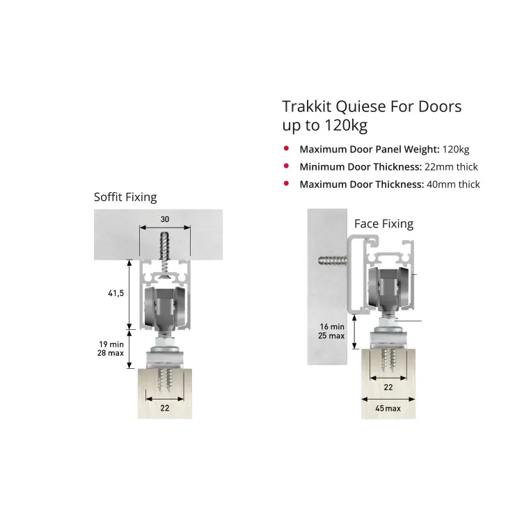 TERNO 80kg Sliding Door Kit With 200cm Track – Smooth And Quiet Operation