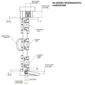 Tommafold 90 – Top Hung Exterior Bi-Folding Door System – Max Door Weight: 120kg