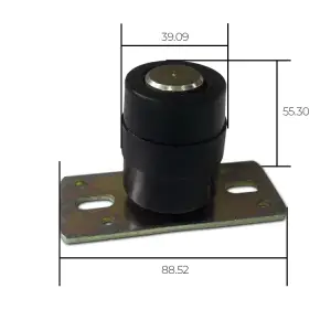 Series 42mm Diameter Rubber Wheel Bottom Guide Roller, On Flat Steel Plate