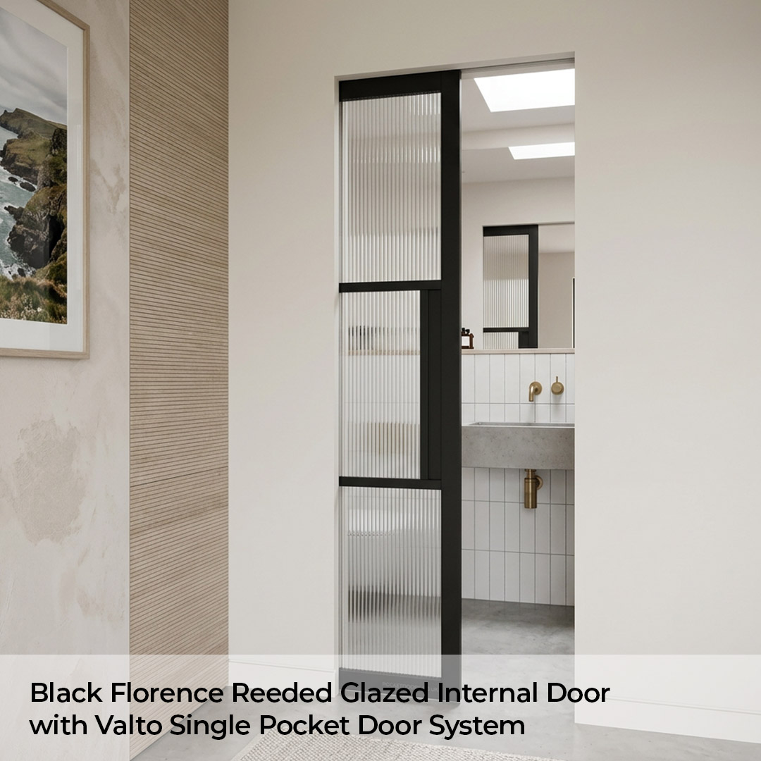 Pocket door system with Florence Glazed door lifestyle